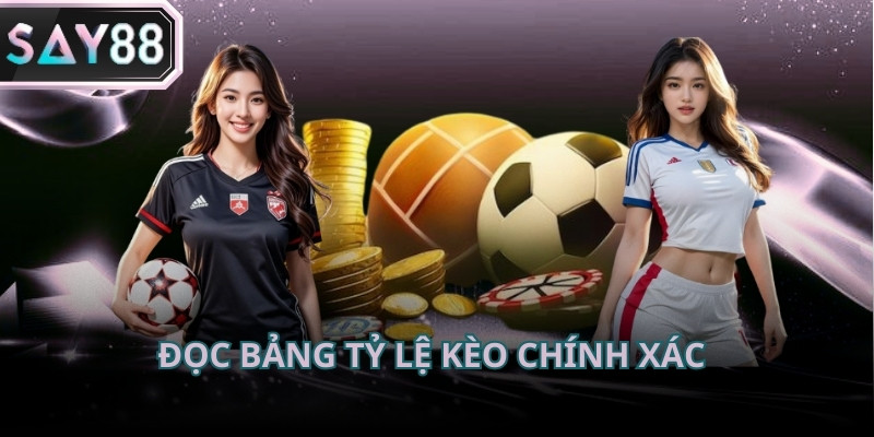 Bảng tỷ lệ kèo thể hiện mức chấp và tỷ lệ trả thưởng cho từng lựa chọn